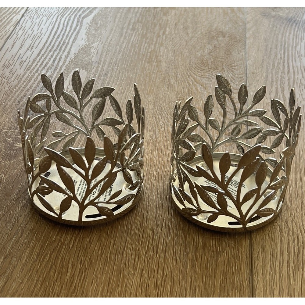 2 New‎ Bath & Body Works Small Vine Leaf Branches Tree Candle Votive Holder